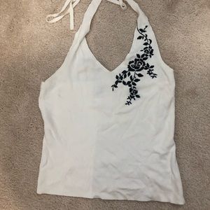 LIKE NEW! White halter w/embroidering